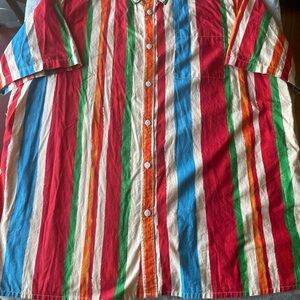 Yiume Multicolor Striped Hawaiian shirt vintage style stripes 100% cotton XXXL